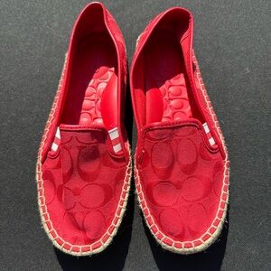 Coach Red Espadrille Casual Slip-Ons